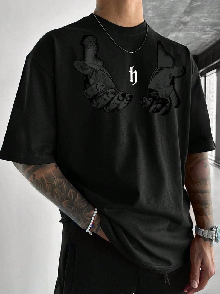 black colour five sleeve printed t shirts black colour five sleeve printed t shirts